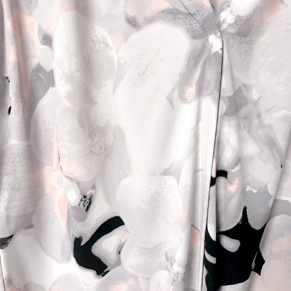 Calvin Klein pretty soft smoky floral print w/pleated cowl neckline #54B - Picture 3 of 6